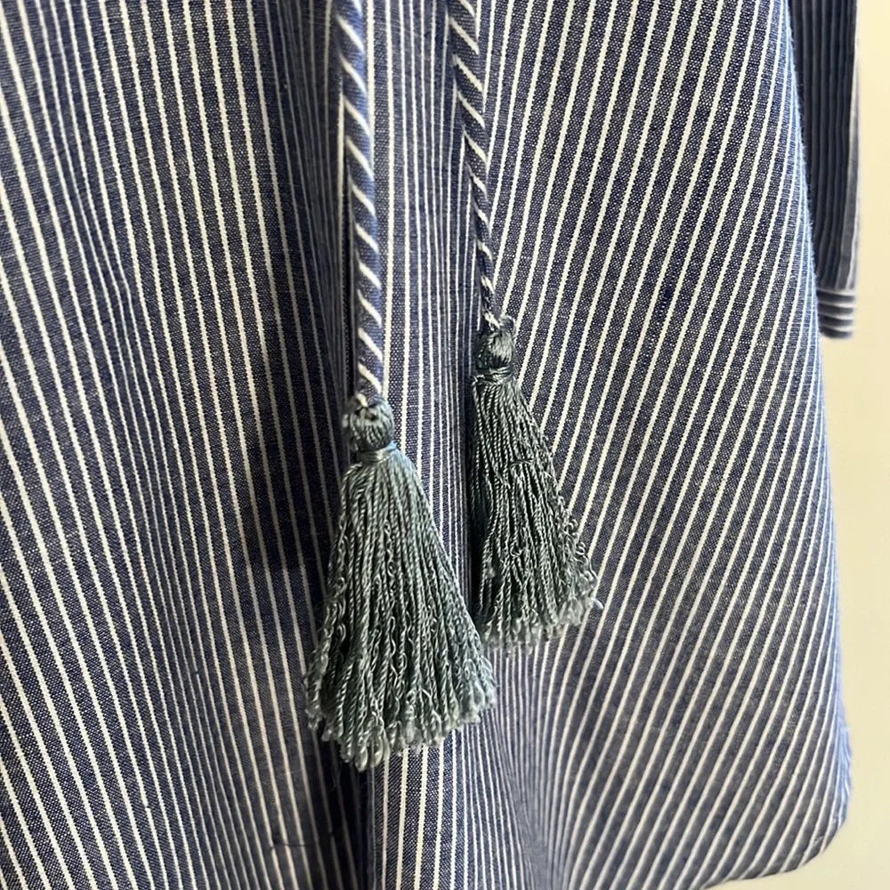 Shakuhachi Stripe Chambray Kaftan Top - Picture 6 of 14